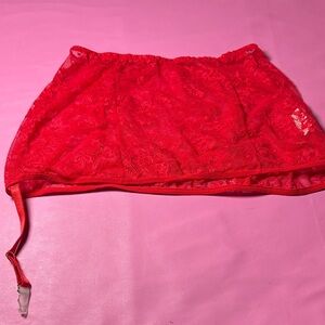 Red Lace Bandeau Garment with Garter Strap - Women Intimates & Sleepwear